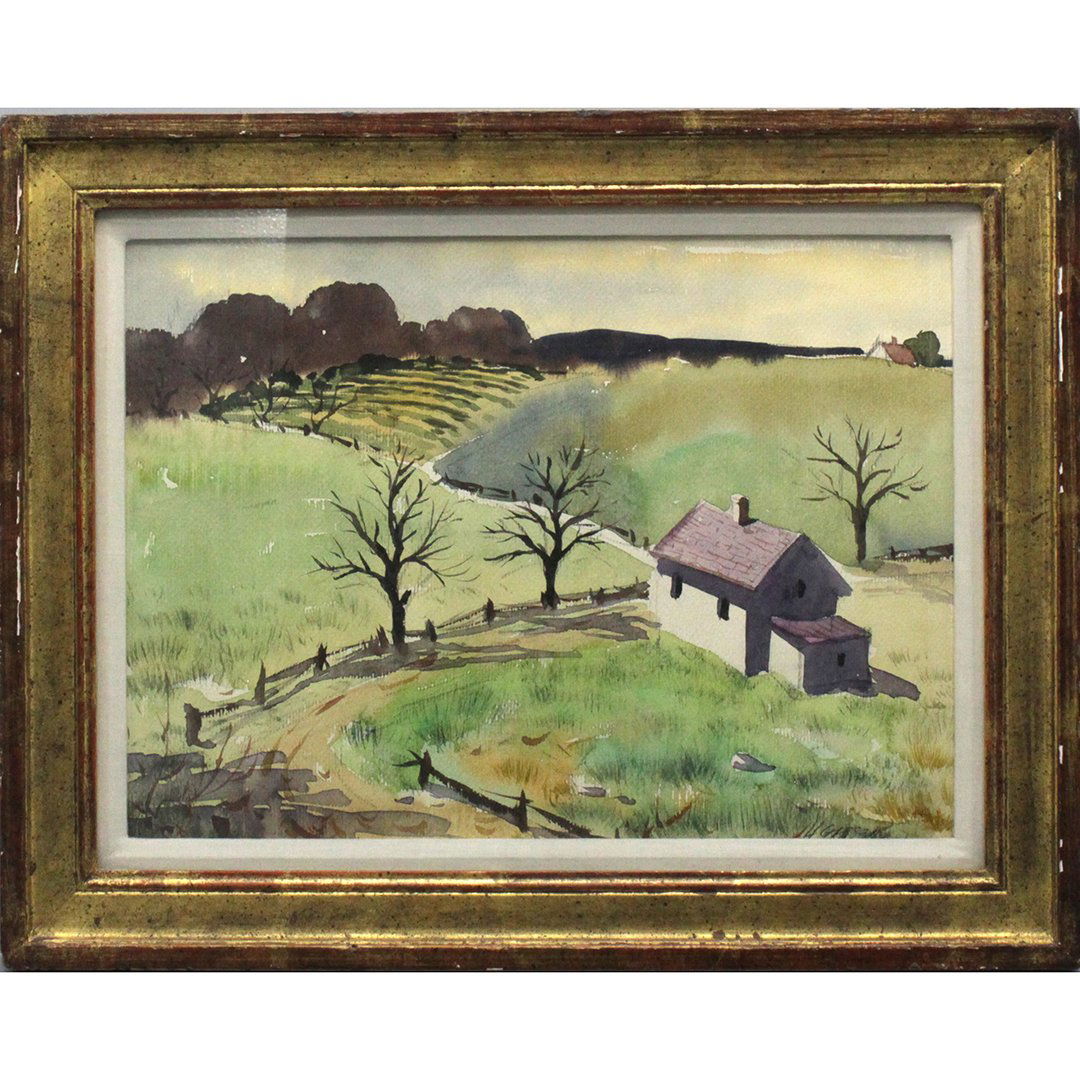 HENRY GASSER, Listed NJ Artist, Rolling Hills Farm W/C (1 of 6)