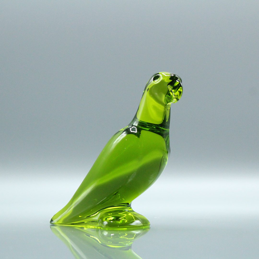 Baccarat Signed Green Crystal Glass Parrot (1 of 5)