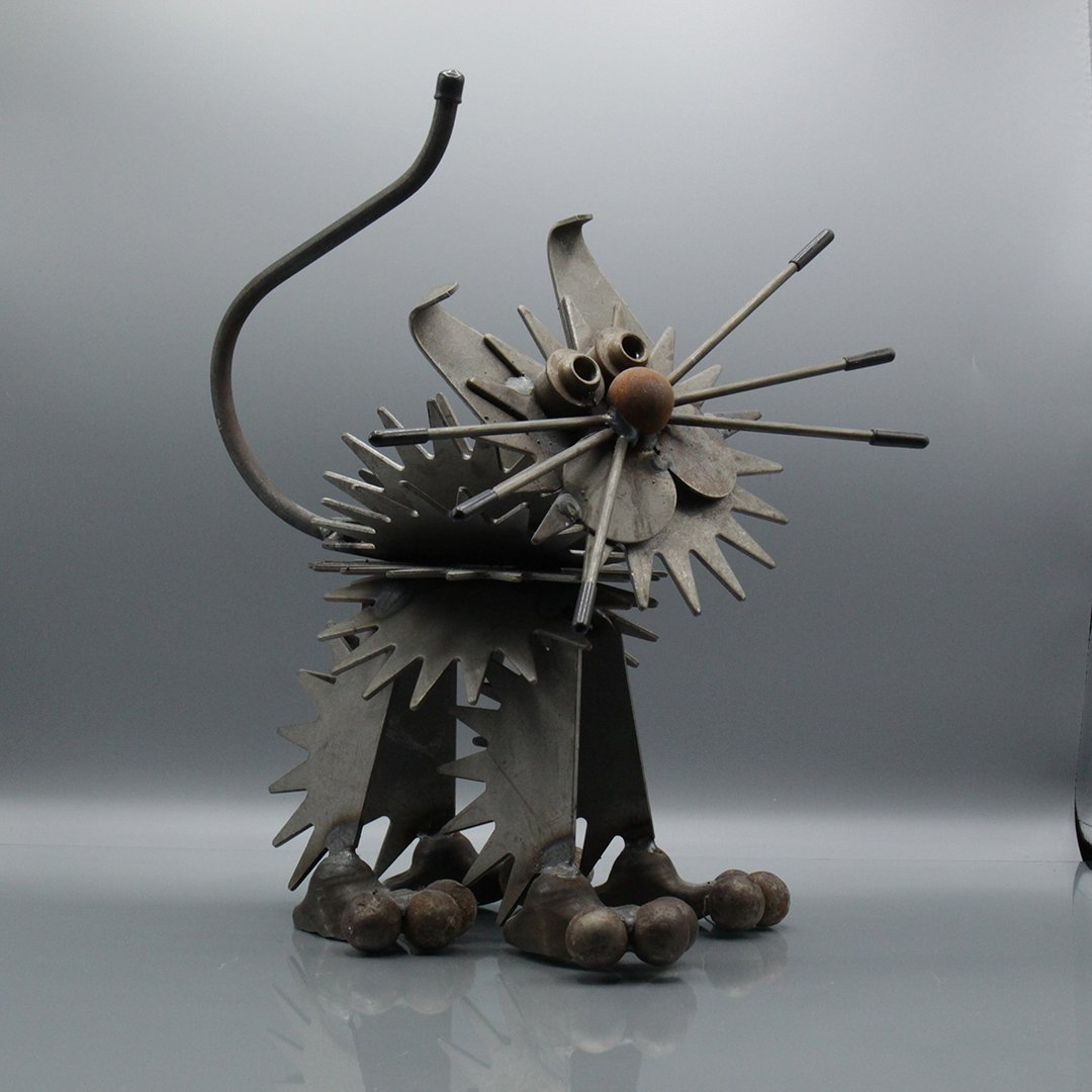 20th C. Folk Art Iron Metal Cat Sculpture (1 of 5)