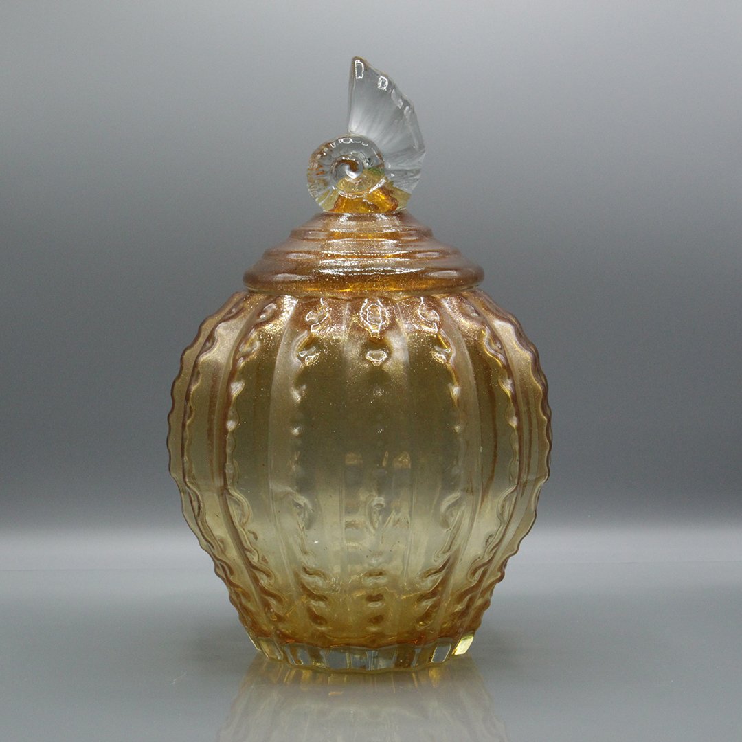 Italian Art Glass Cracker Jar With Cover (1 of 4)