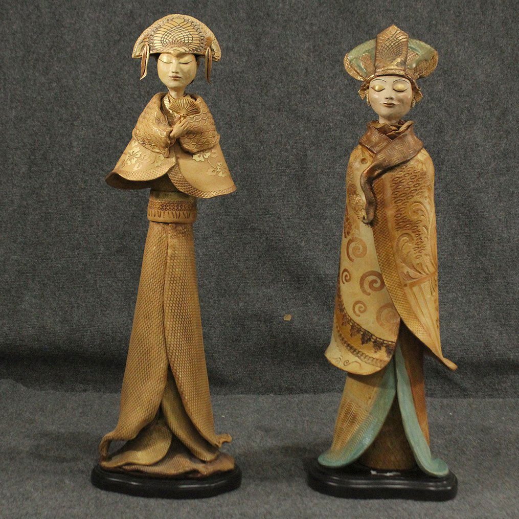 Two [2] Ceramic Oriental Tall Figures in Gowns, 31 inch (1 of 11)
