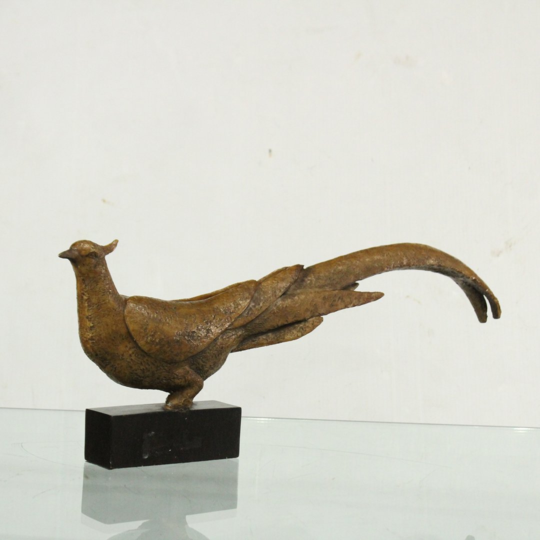 Pheasant Sculpture Mounted on Wood Base (1 of 5)
