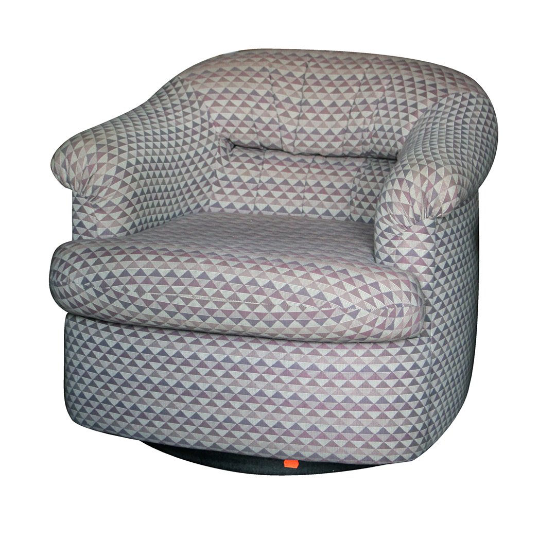 Milo Baughman Style Swivel Club Chair - Clean: Milo Baughman Style Swivel Club Chair - Clean. Nice Modernism Pattern Upholstery. Size: 28 h , 29