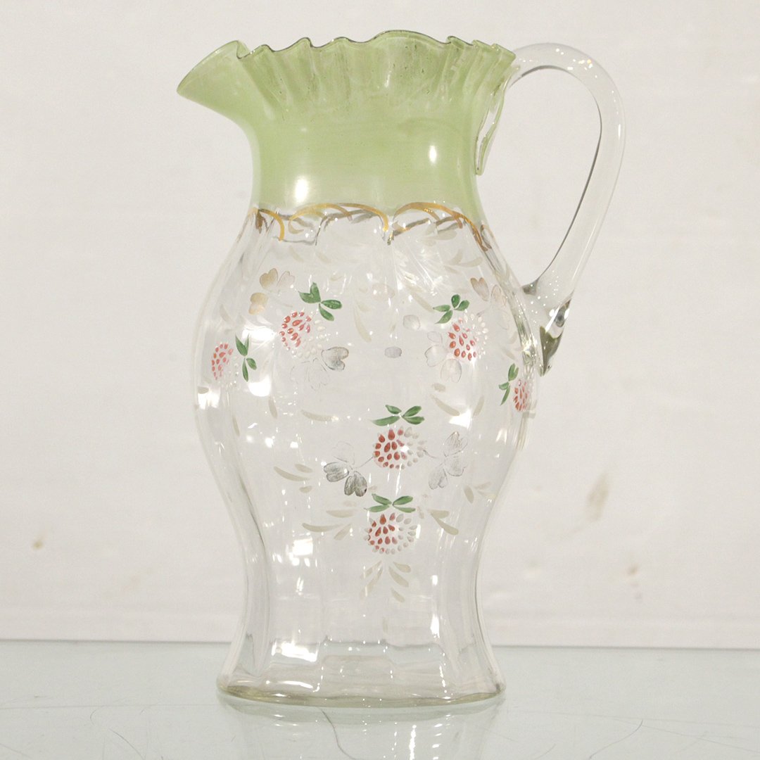 Circa 1890 Victorian Water Pitcher Paint Decorated (1 of 2)