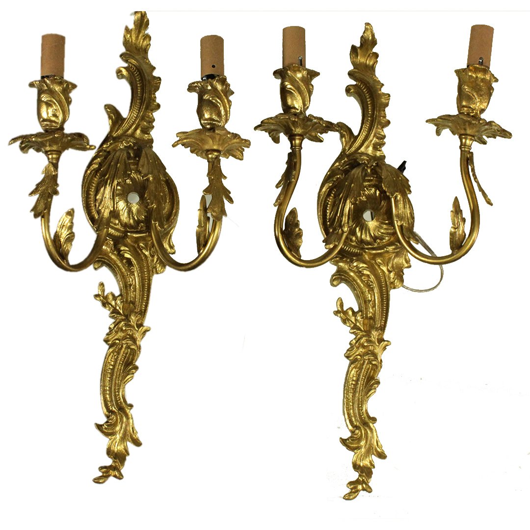 Two [2] 19th C French Bronze Art Nouveau Wall Sconces (1 of 7)