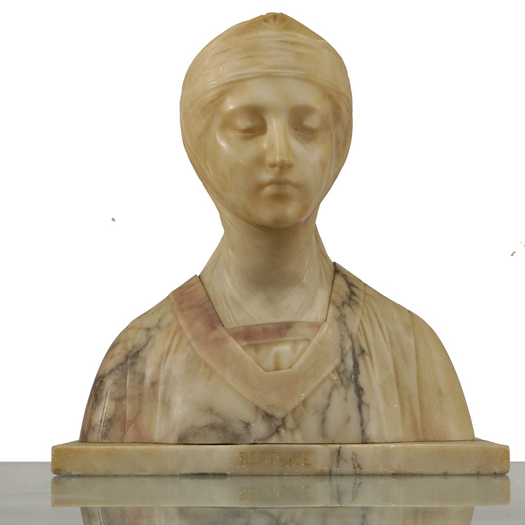 19th C. Marble Carved Bust of Dante's Beatrice (1 of 5)