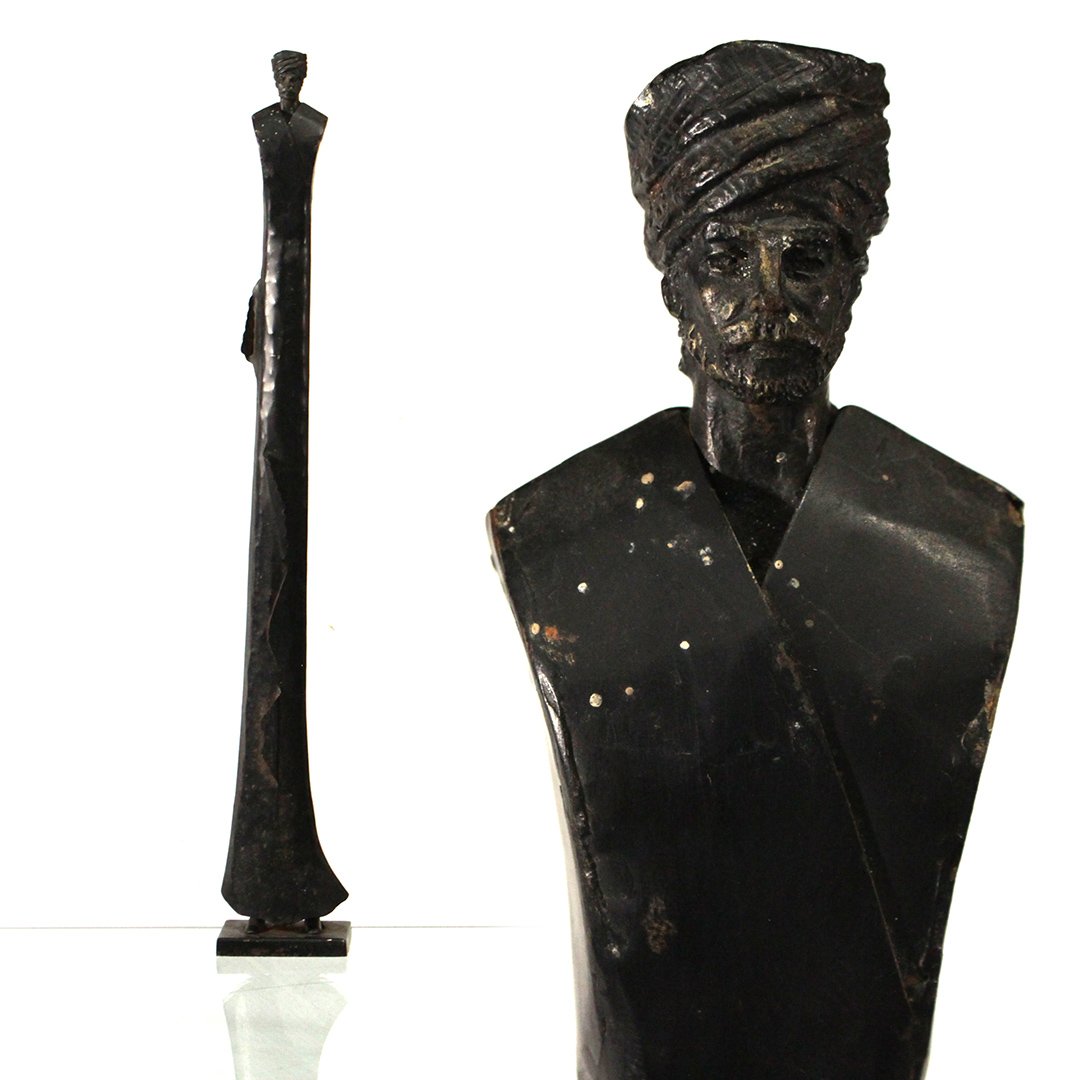 Tall Abstract Metal Sculpture of Russian Cossack: Tall Abstract Metal Sculpture of Russian Cossack; Detailed Head. Size: 29.75