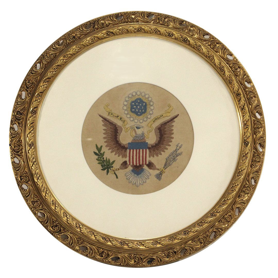 19th C Embroidery American Eagle US Insignia Round (1 of 4)