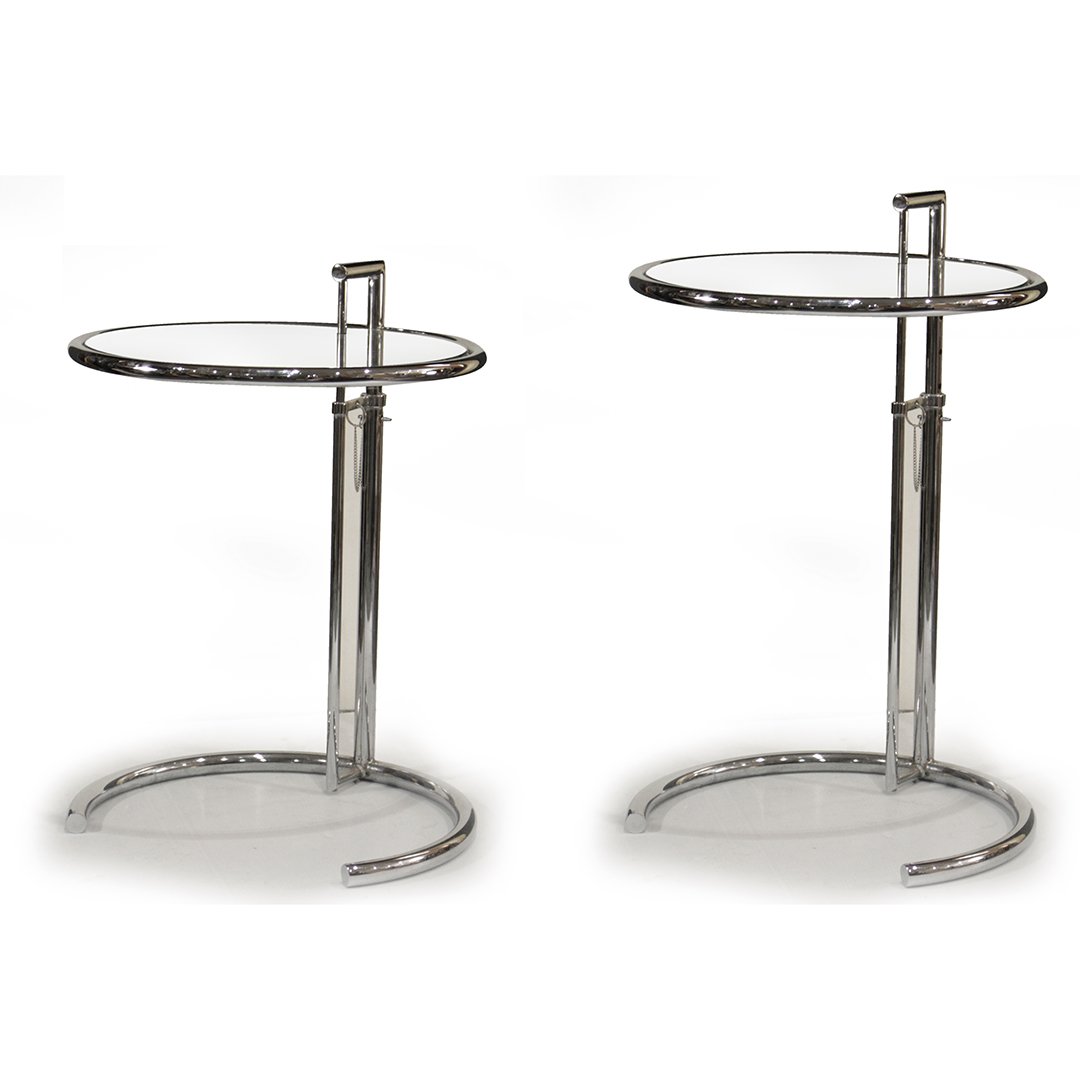 Two [2] Eileen Gray Chrome & Glass Circular Stands (1 of 6)