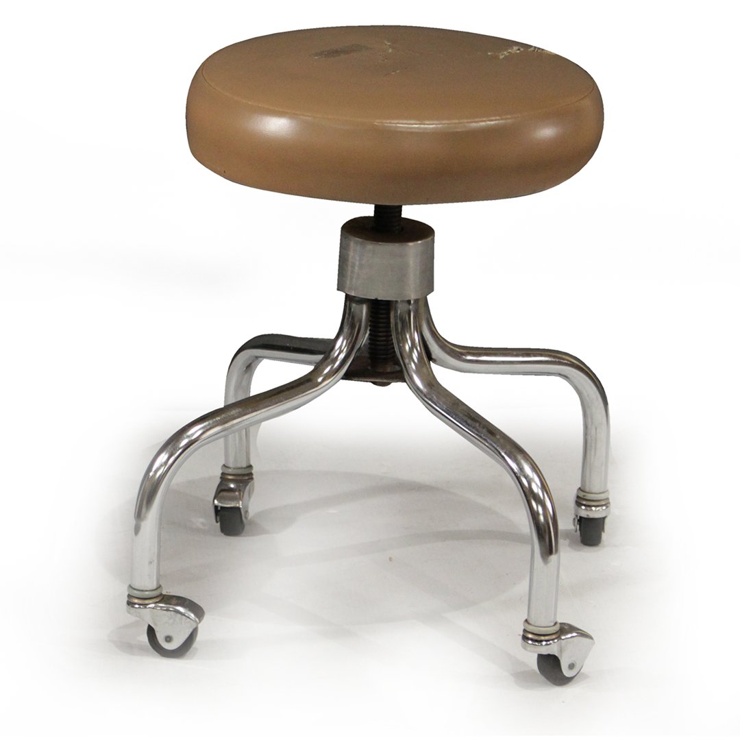 Mid-Century Chrome Base Doctor's Stool on Wheels (1 of 5)