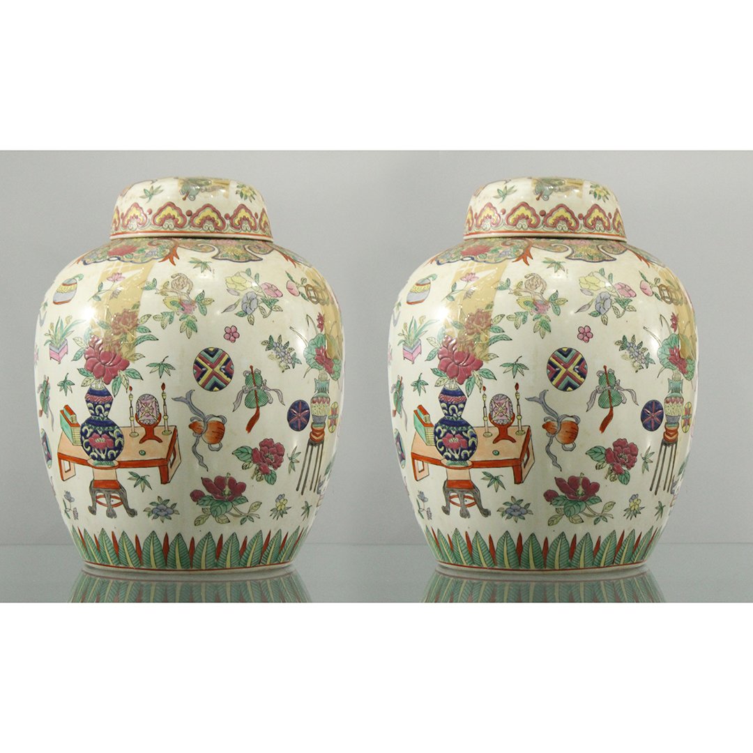 Two Chinese Porcelain Ginger Jars All Over Decorated (1 of 9)
