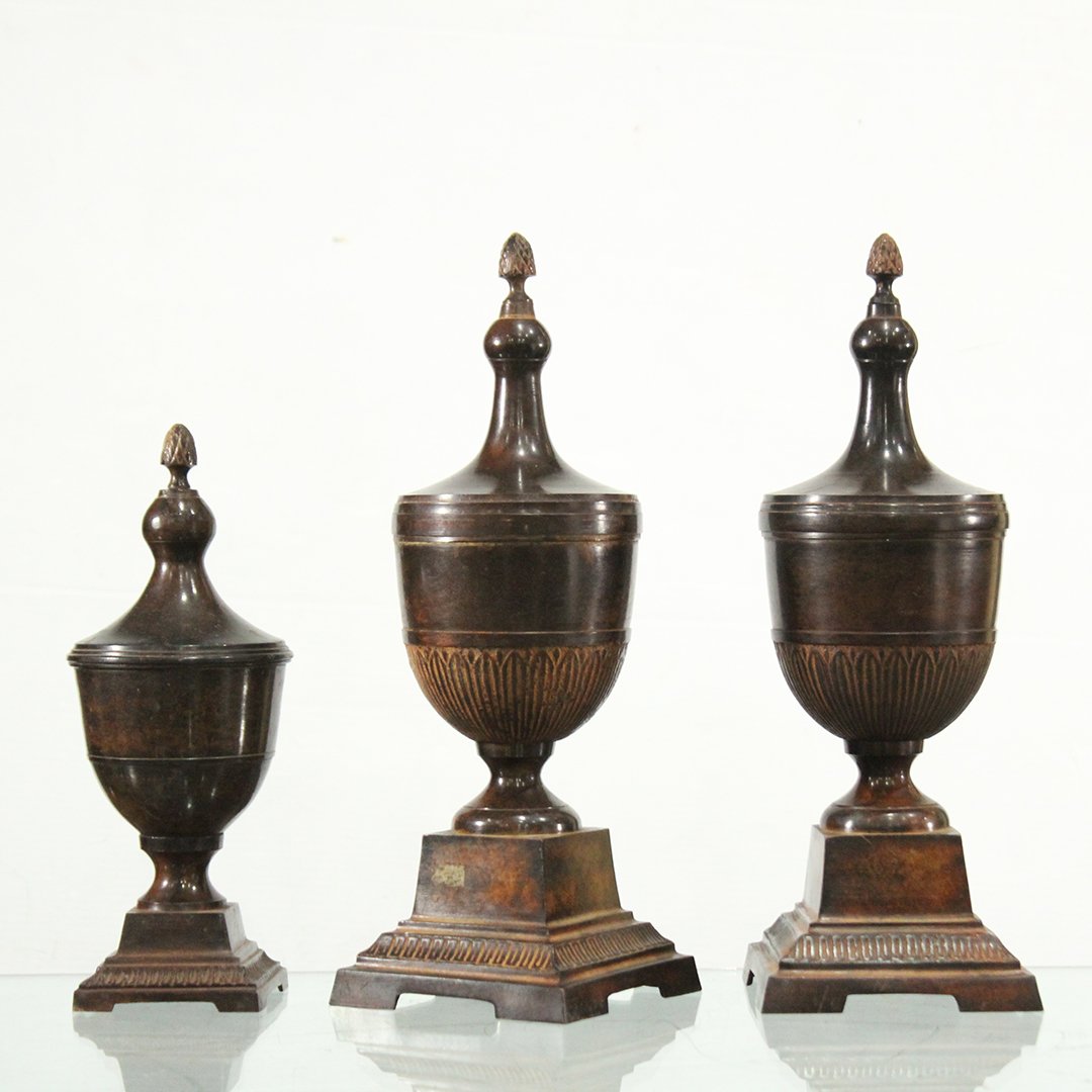 Three [3] Metal Garnitures Bronze Patina French Empire (1 of 5)