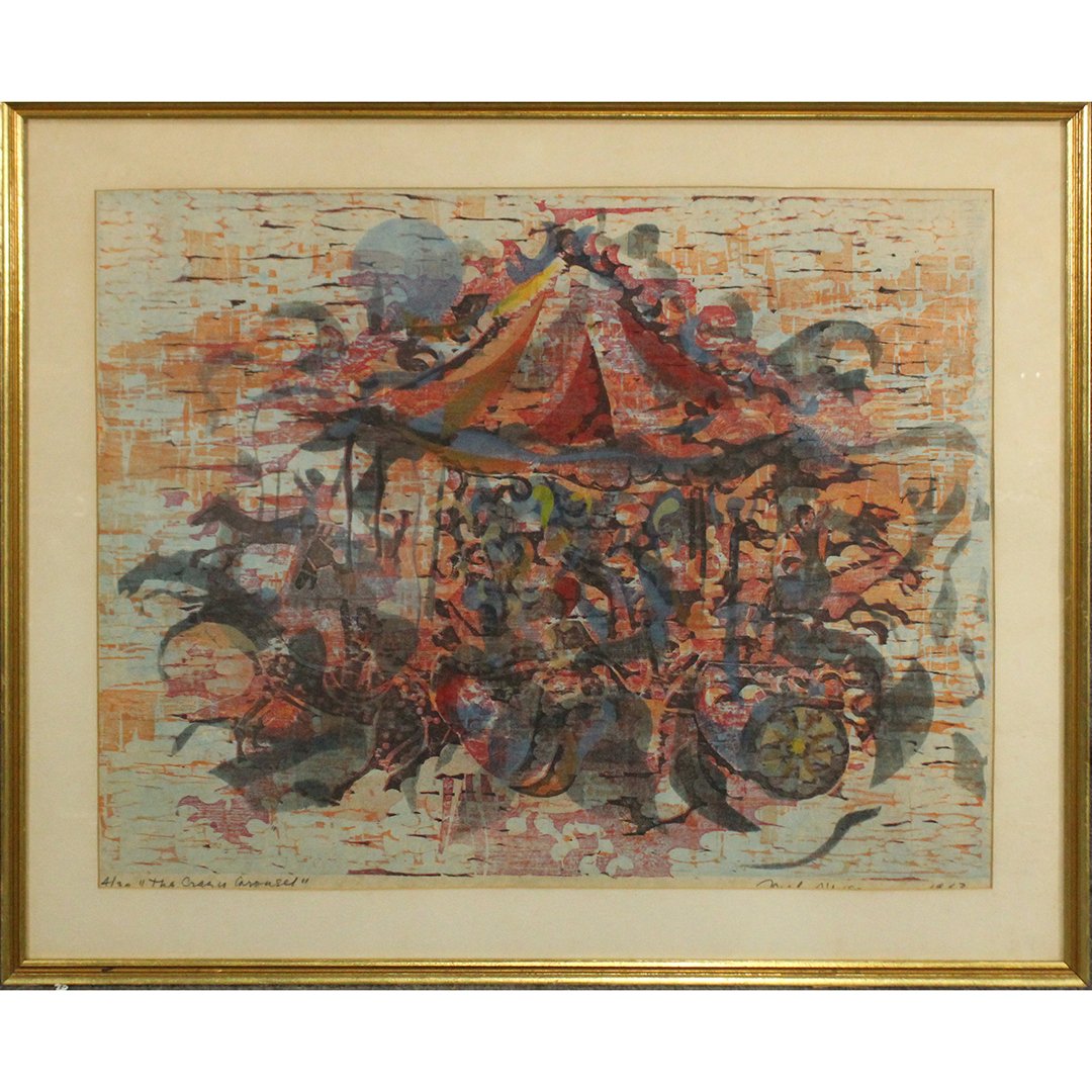 Mel Silverman 1963, Mixed Media Litho "Crazy Carousel" (1 of 5)