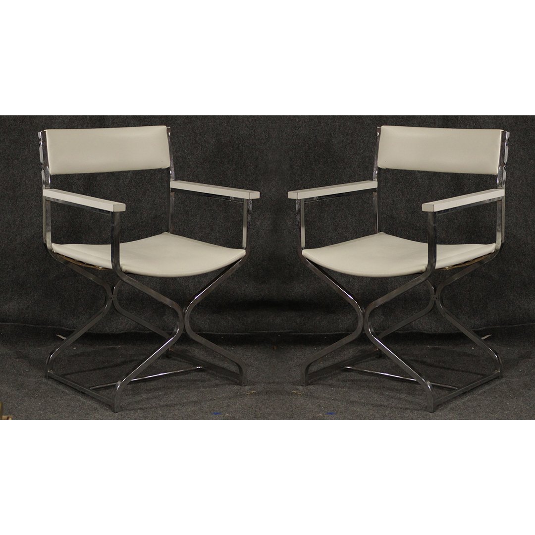 Two Mid-Century Modern Tubular Chrome Director Chairs (1 of 7)