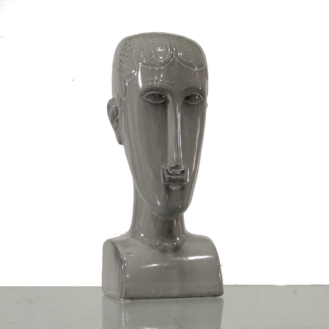 Modigliani Style Glazed Ceramic Head Bust (1 of 5)