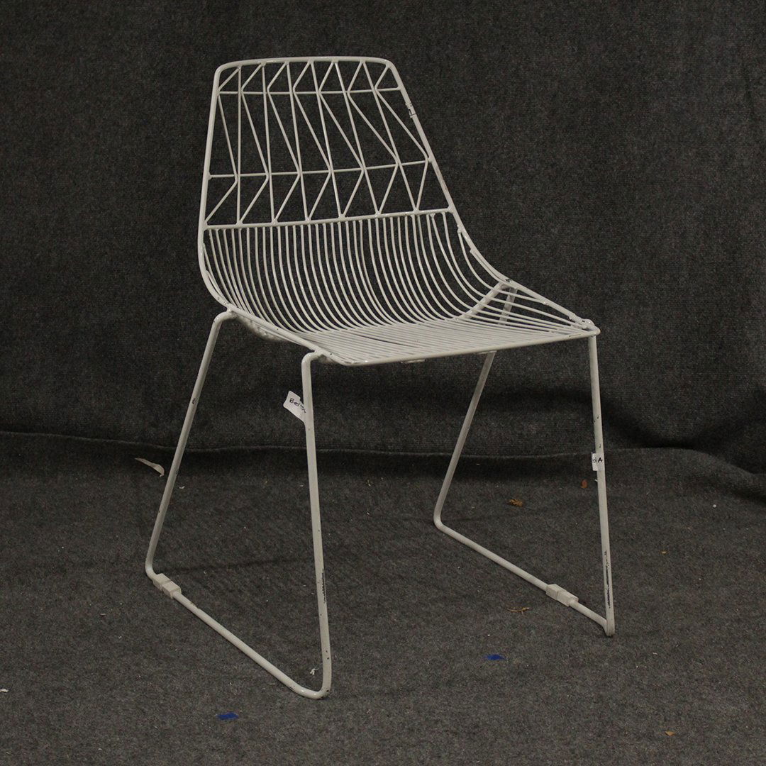 Bertoia Style Wire frame white side chair (1 of 4)