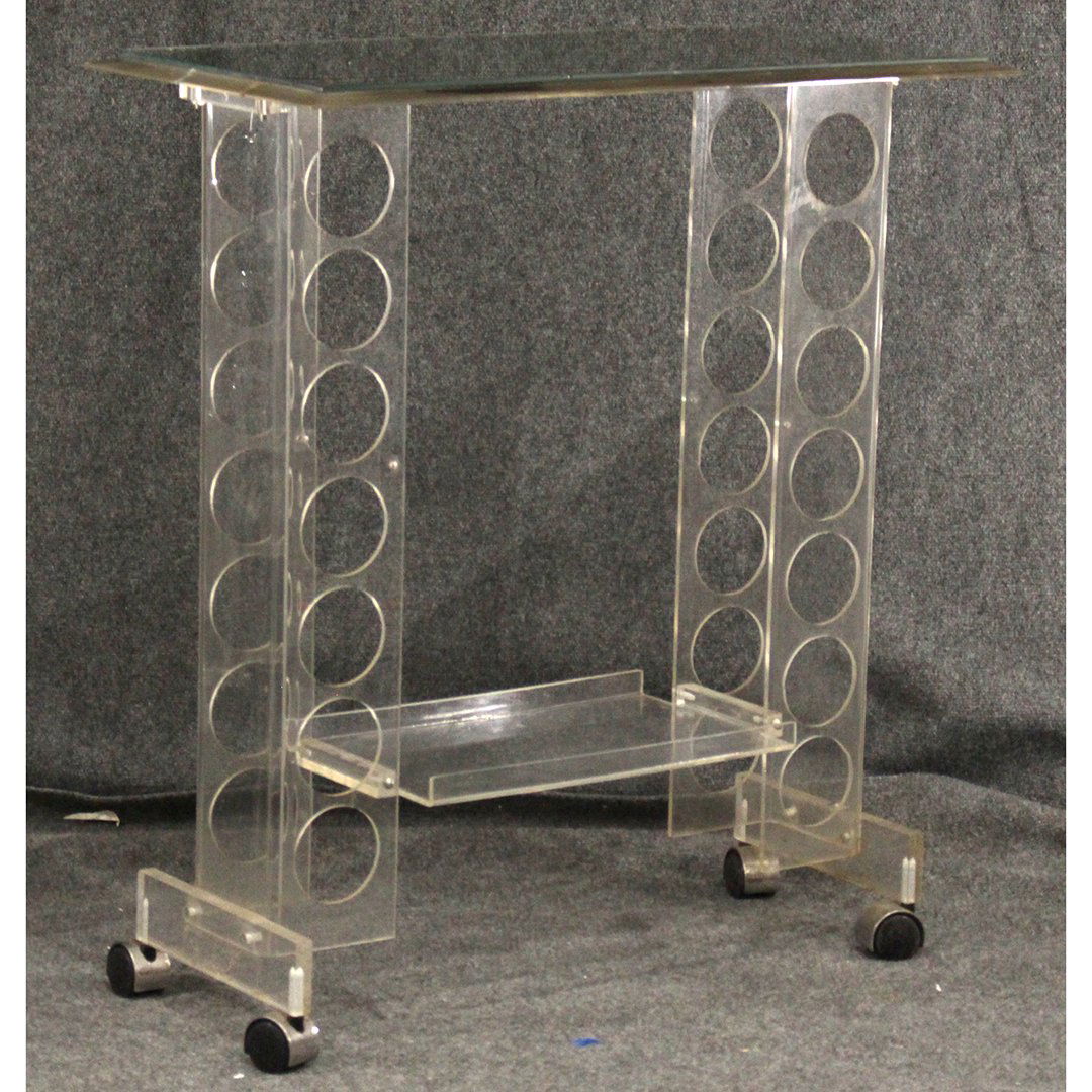 Vintage Lucite Whine Cart with glass top (1 of 7)