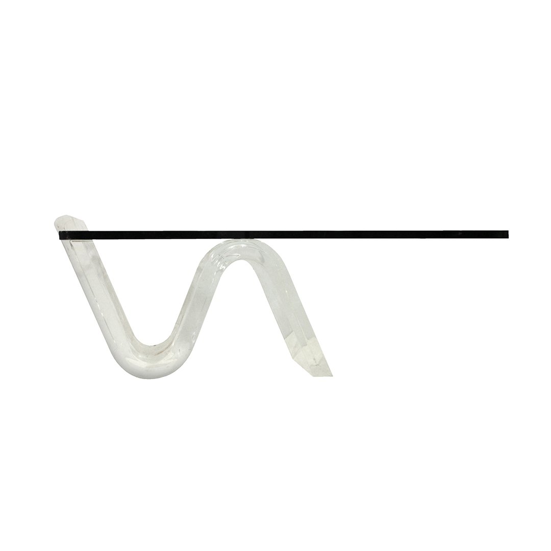 Lucite Wave Floating Coffee Table Glass Top (1 of 8)