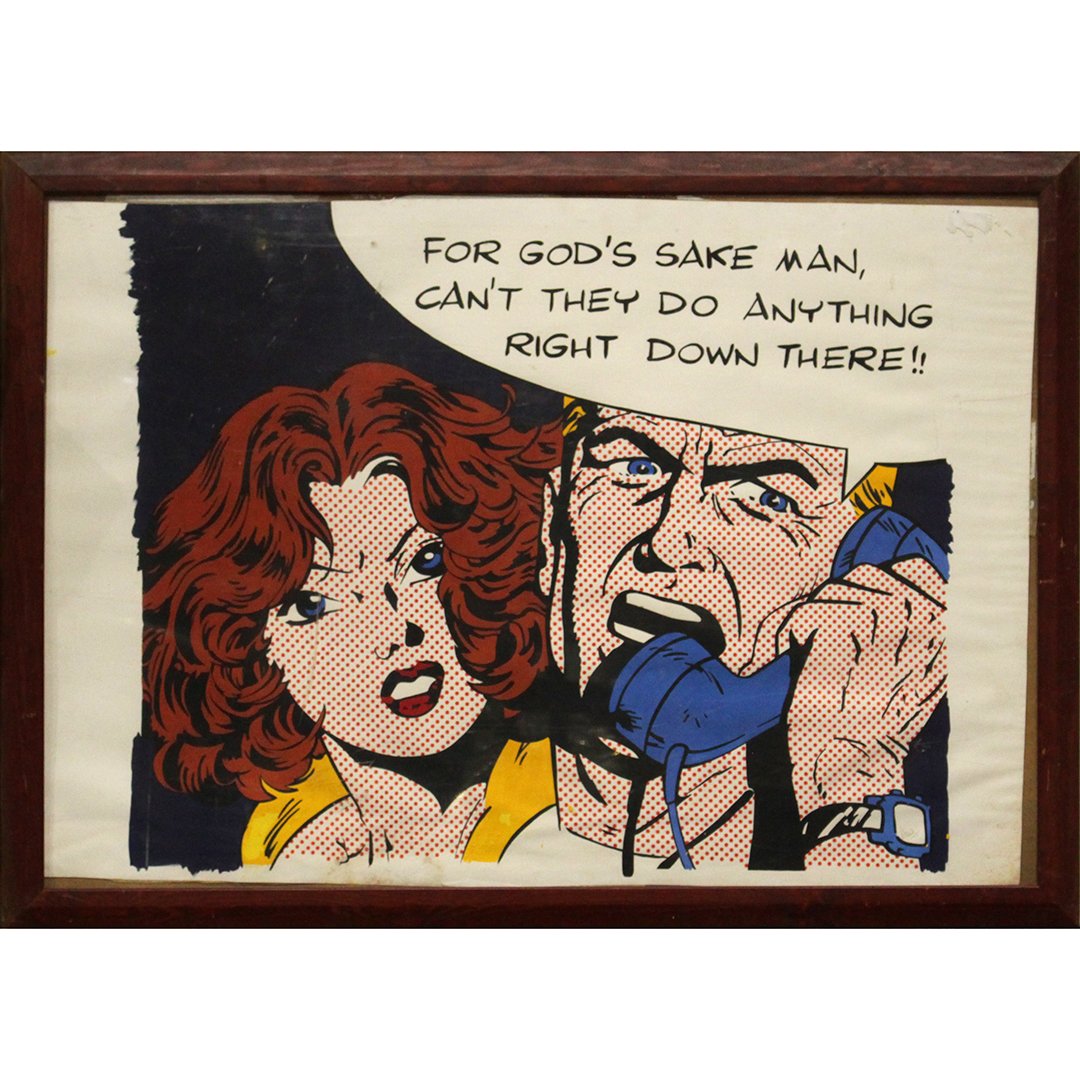 Vera Painted Cartoon Comic Pop Art: Vera Painted Cartoon Comic Pop Art on paper signed bottom right. Tag on back reads as a gift to richard for his happy birthday may 10 1993 . Bad Publicity. 31 x 42