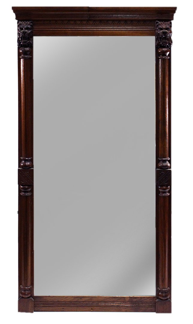 Antique Lions Head walnut Mirror (1 of 6)