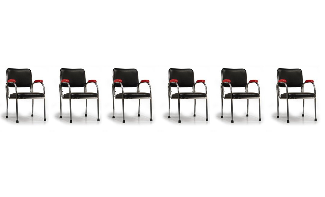 Six [6] Mid-Century Black Tubular Chrome Arm Chairs (1 of 8)