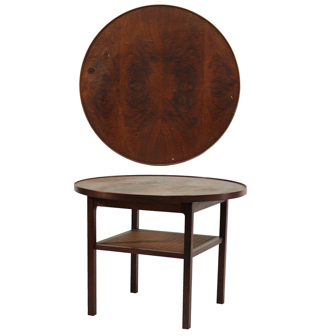 Mid-Century Modern Burl Wood Round Occasional Stand (1 of 9)