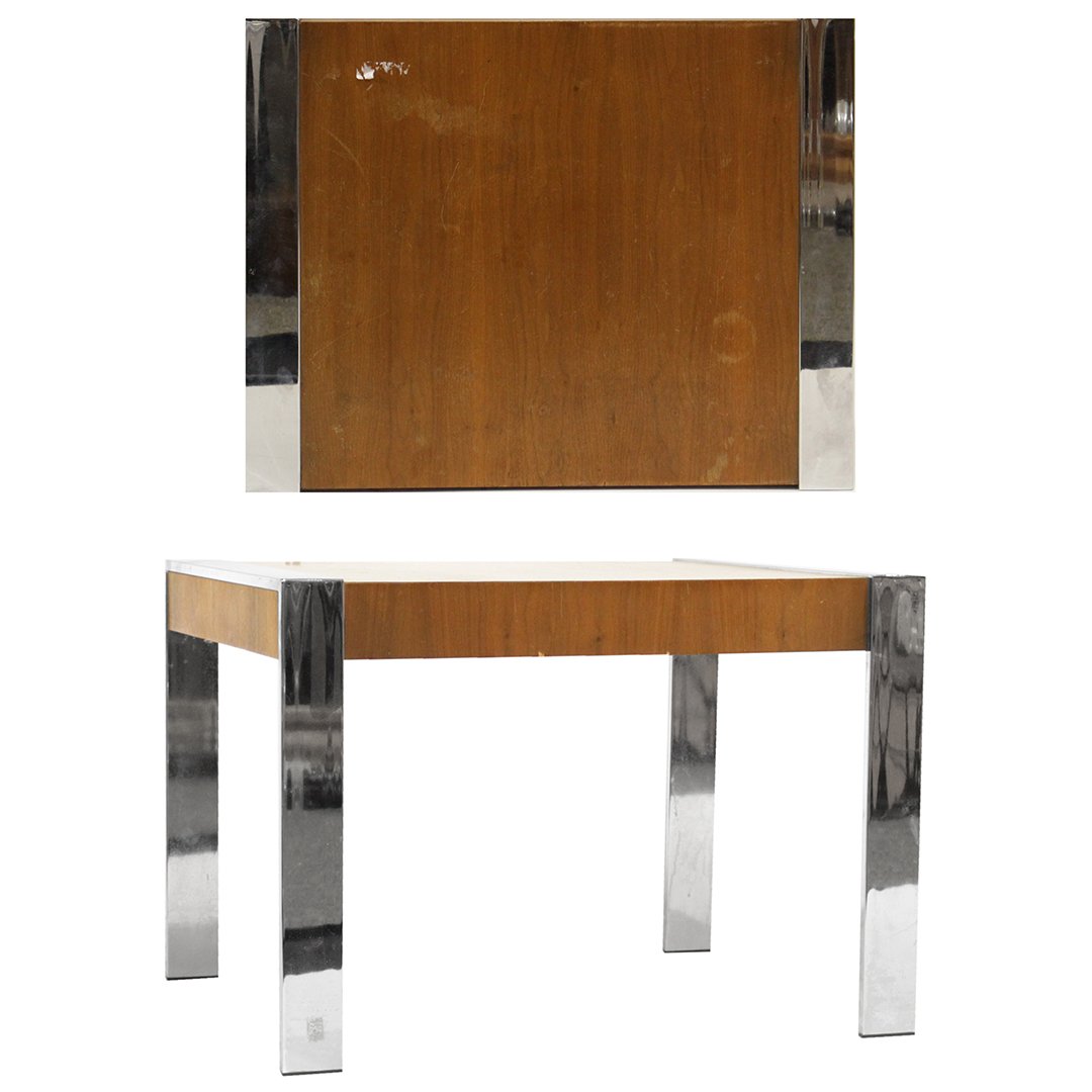 Milo Baughman Style Chrome Flat Bar End Table (1 of 8)