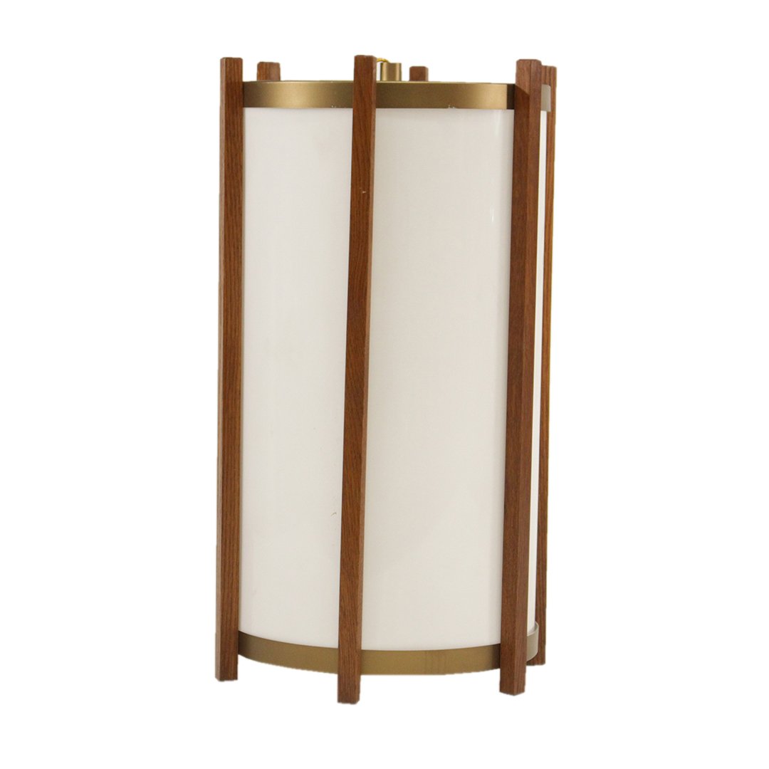 Mid-Century Teak and Bronze Cylindrical Ceiling Fixture (1 of 5)