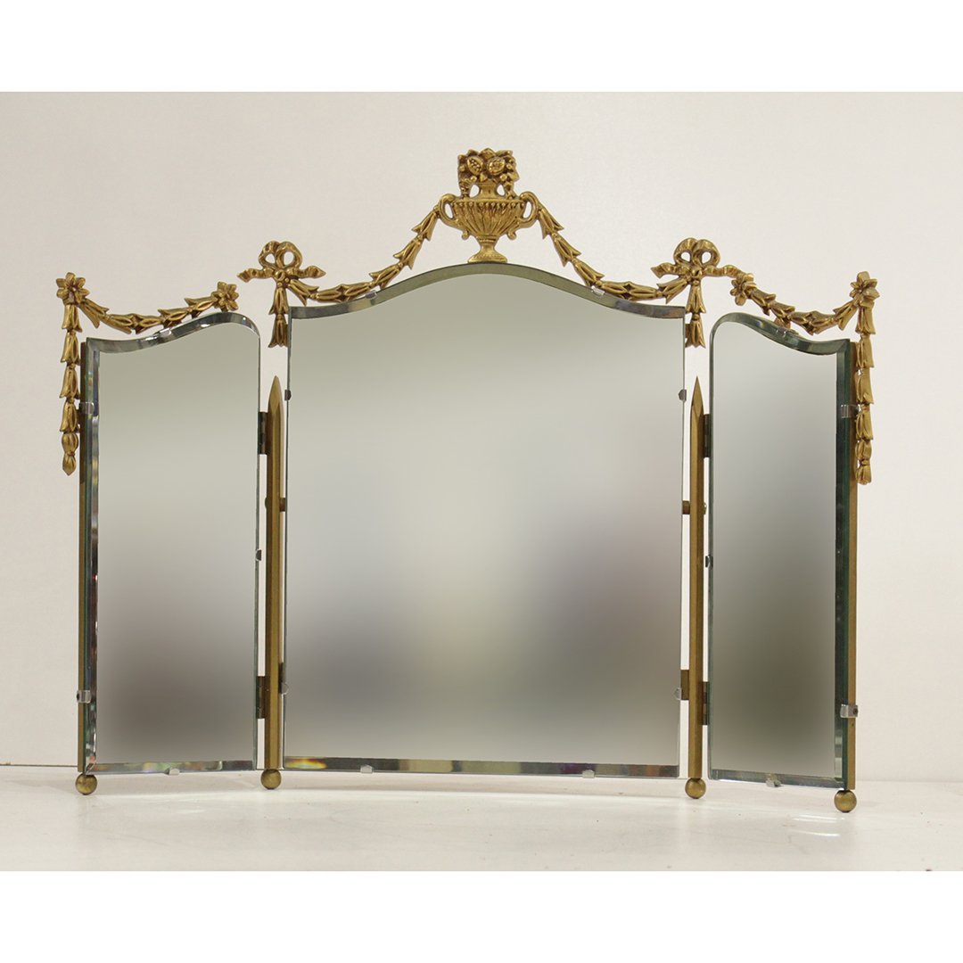 Hollywood Regency Tri Fold Dresser Top Vanity Mirror (1 of 10)