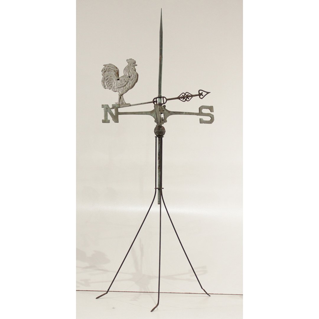 Antique 19th C. Rooster Lightning Rod Weather Vane (1 of 10)