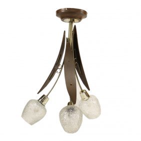 Mid-Century Modern 3-Arm Flower Form Ceiling Fixture (1 of 7)