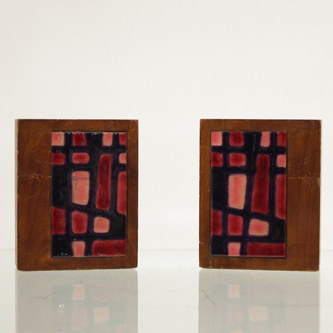 Mid-Century Modern Enamel on Copper Panel Bookends (1 of 5)