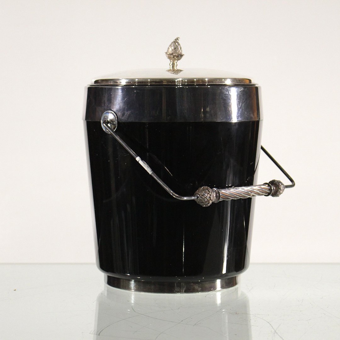 Modern Design Molded Ice Bucket Gorham Silver Plate Top (1 of 6)