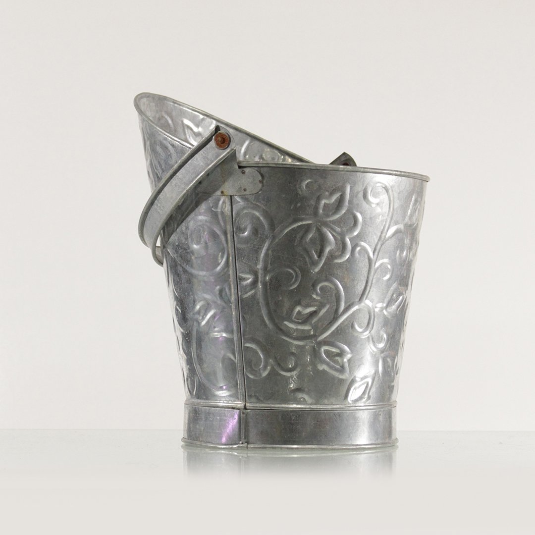 Modern Galvanized Bucket with Handle, Embossed Pattern (1 of 4)