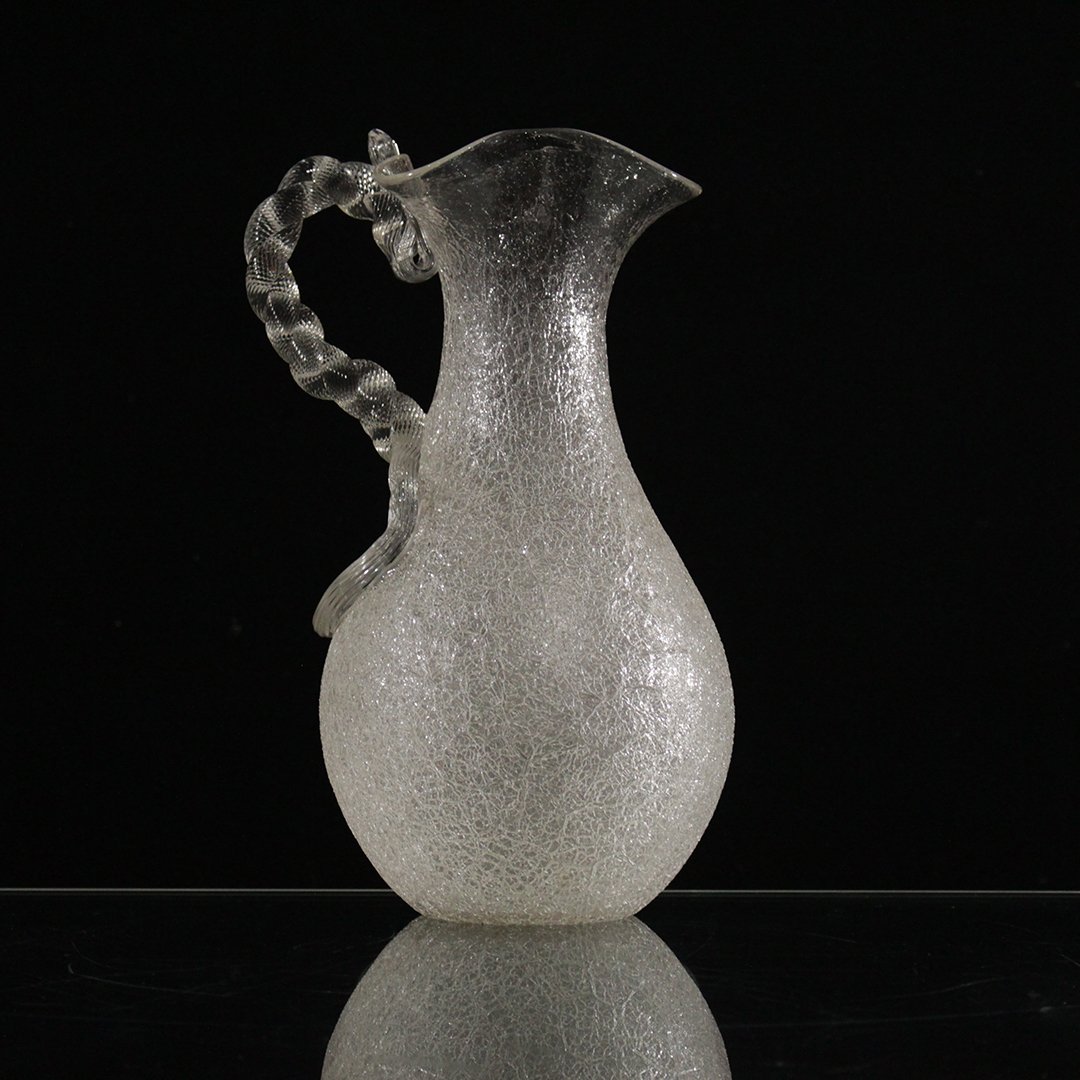 Overshot Glass Water Pitcher Applied Rope Twist Handle (1 of 8)