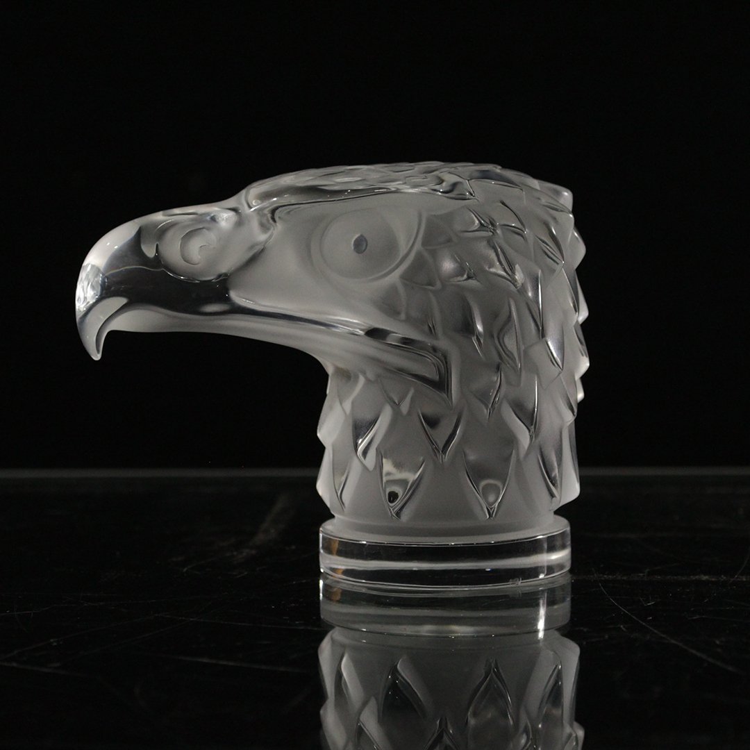 Lalique France Crystal Glass Eagle Head Figure Signed (1 of 4)