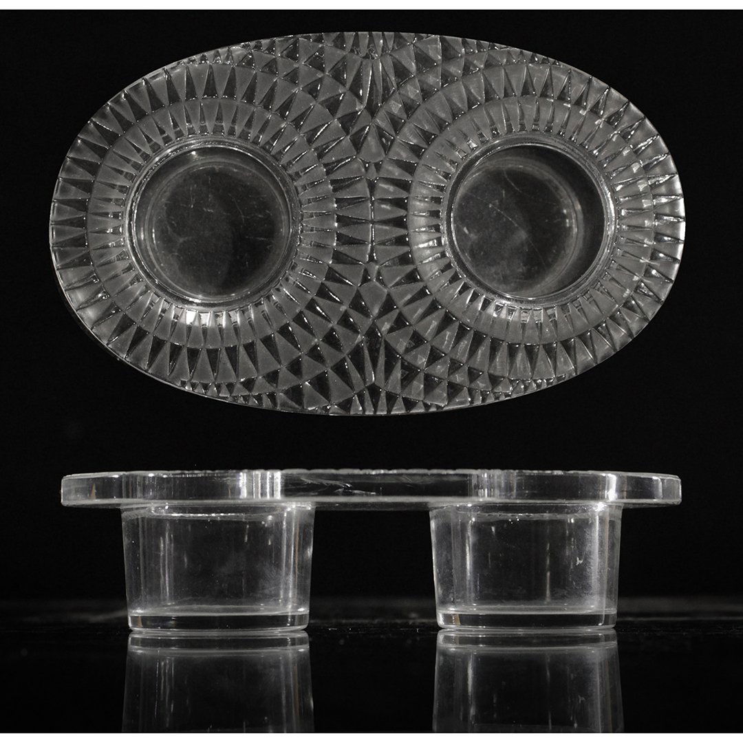 Lalique France Glass Double Inkwell Signed (1 of 3)