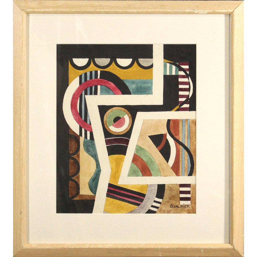 G Valmier Mid Century Modern Watercolor Abstract (1 of 5)