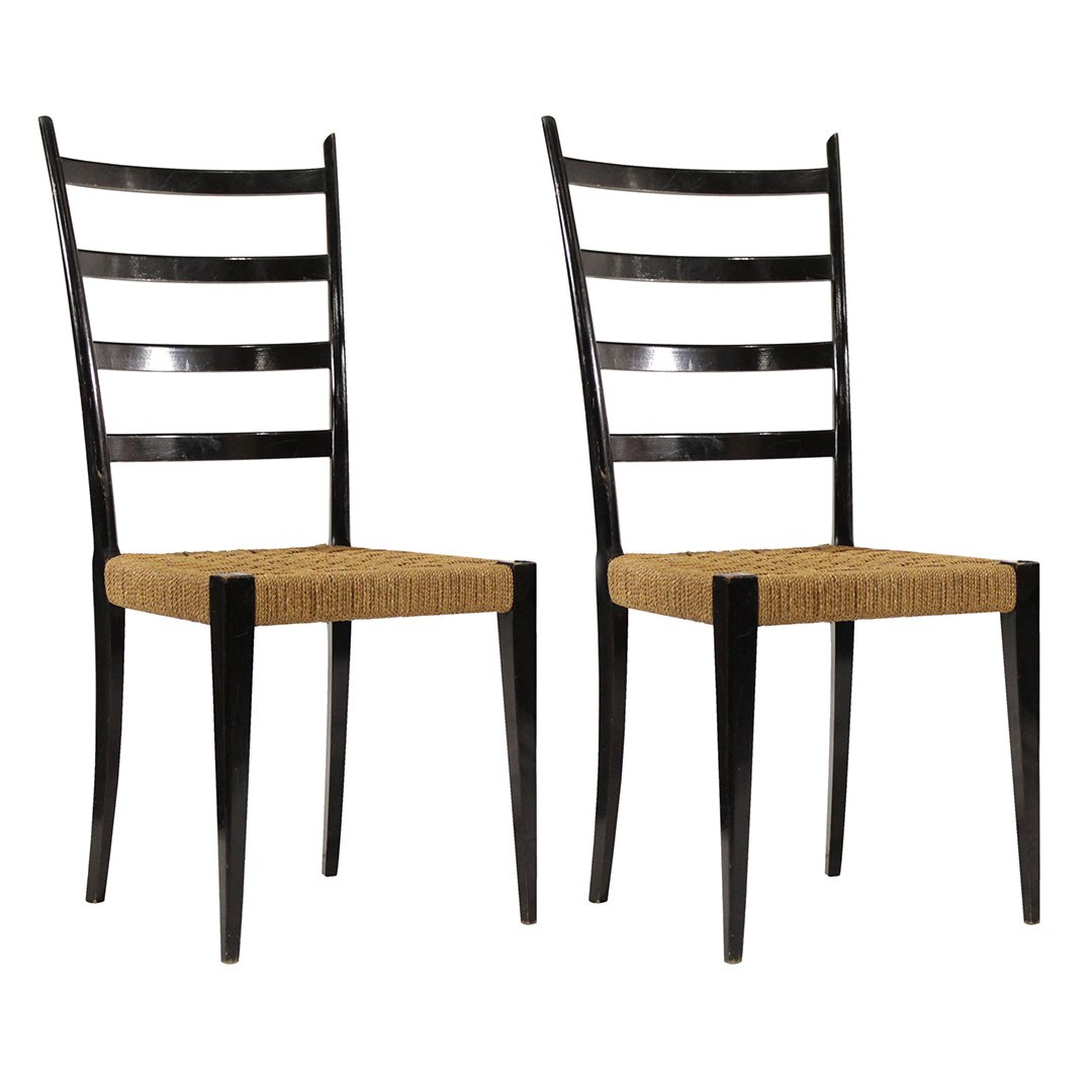 [2] Gio Ponti Italian Ladder Back Chairs, Woven Seats (1 of 8)