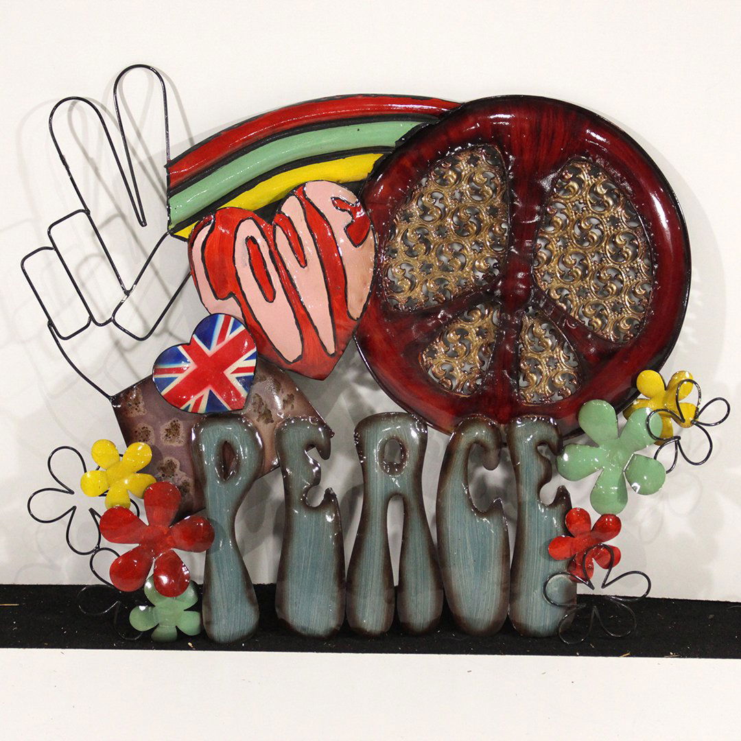 Modern Design LOVE PEACE HIPPIE Metal Wall Sculpture (1 of 4)
