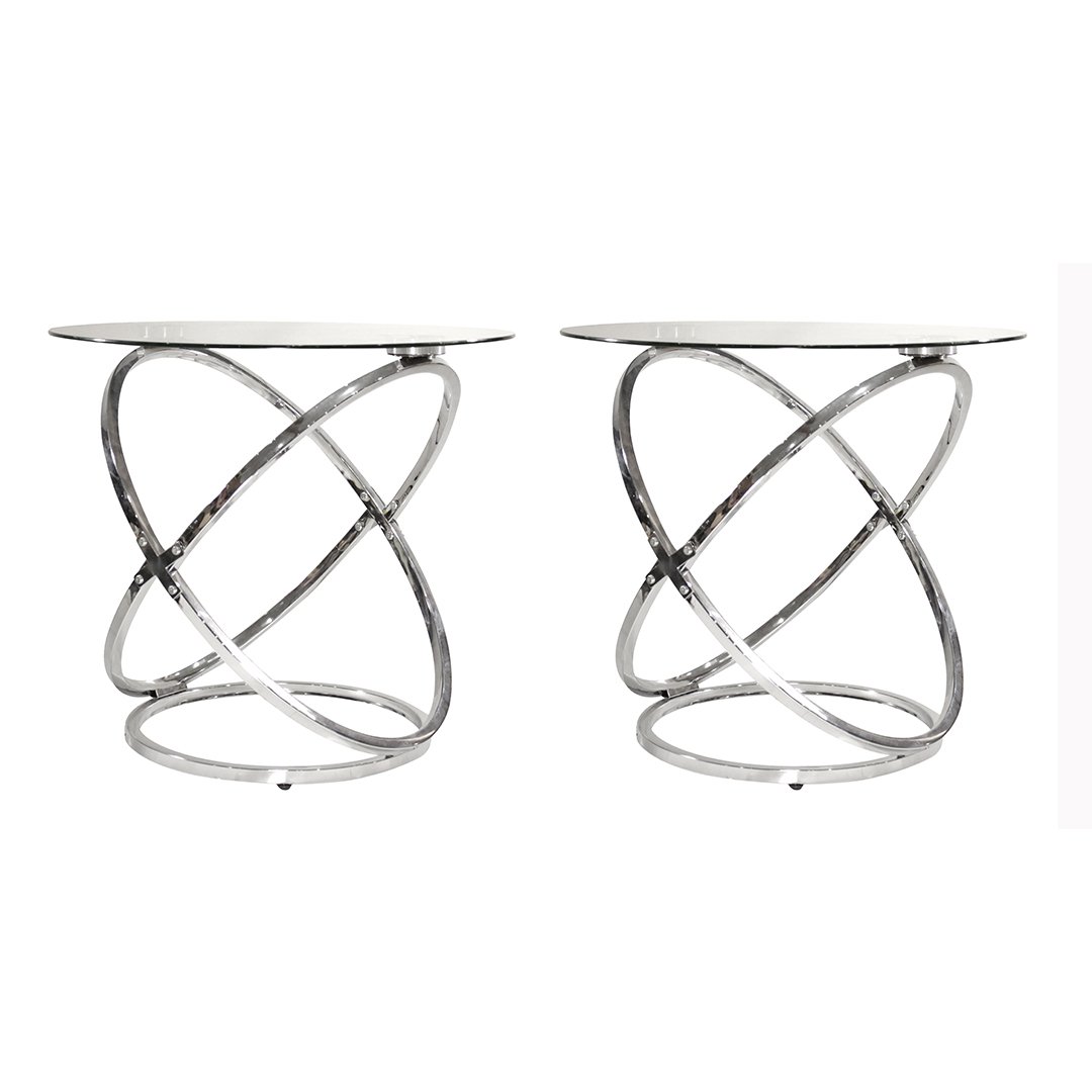 Two Modern Design Atom Orbital Chrome Base End Stands (1 of 6)