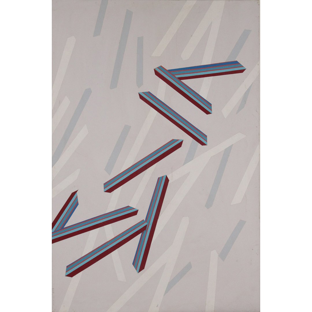 Jane Bonelli, Mid-Century Optical Abstract Painting Oil (1 of 7)