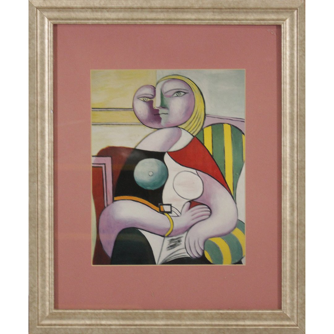 Picasso Style Mid-Century Modern Figure Watercolor (1 of 3)