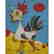 Miro, Mid-Century Modern Rooster Oil on Canvas