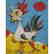 Miro, Mid-Century Modern Rooster Oil on Canvas - 2