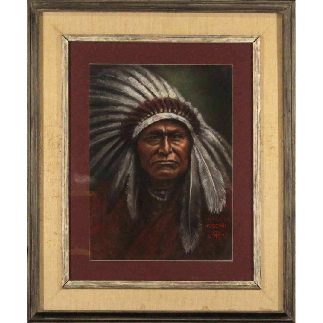 War Chief Joseph American Indian Portrait Pastel Signed (1 of 7)