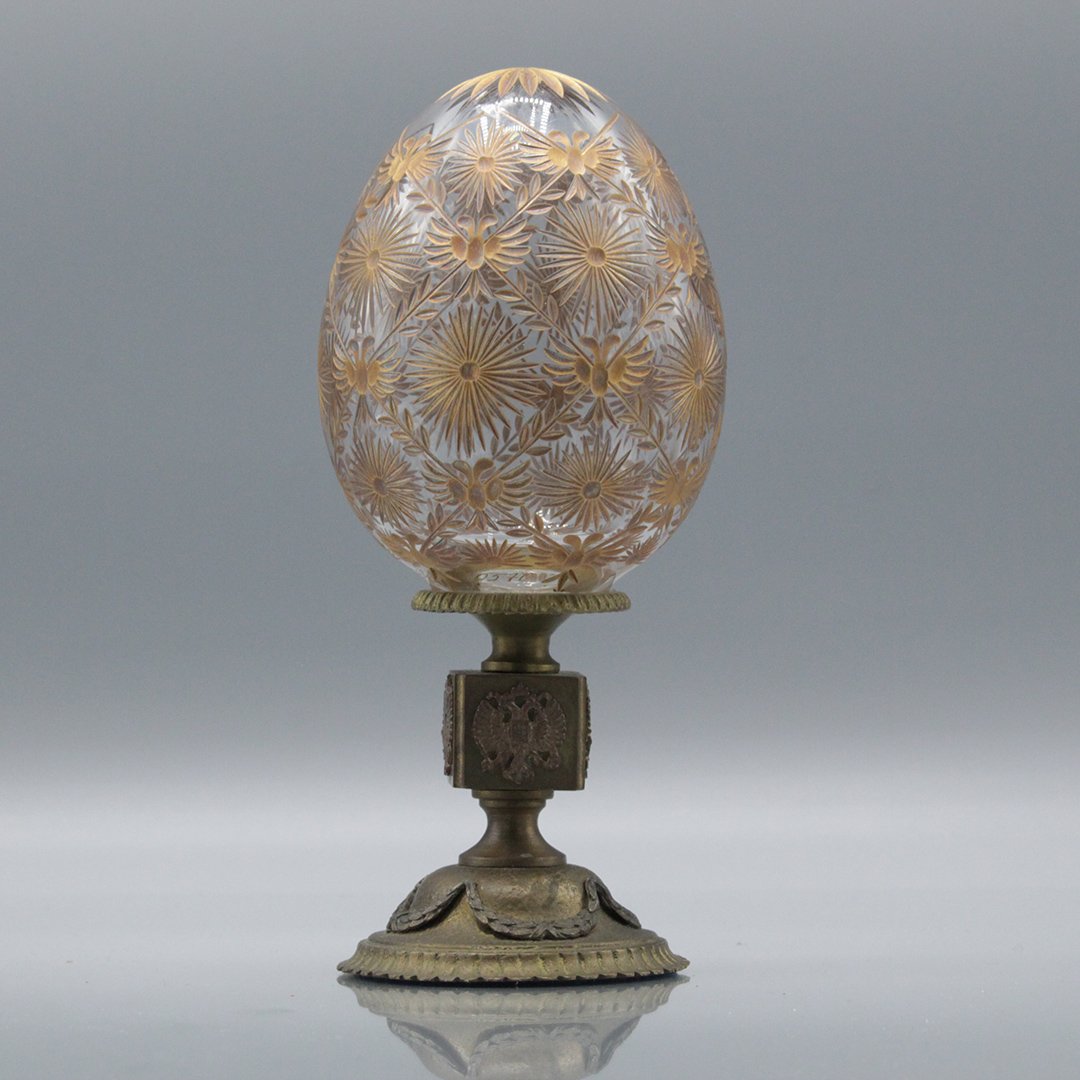 Faberge, Signed, Russian Wheel Cut Glass Egg on Stand (1 of 10)