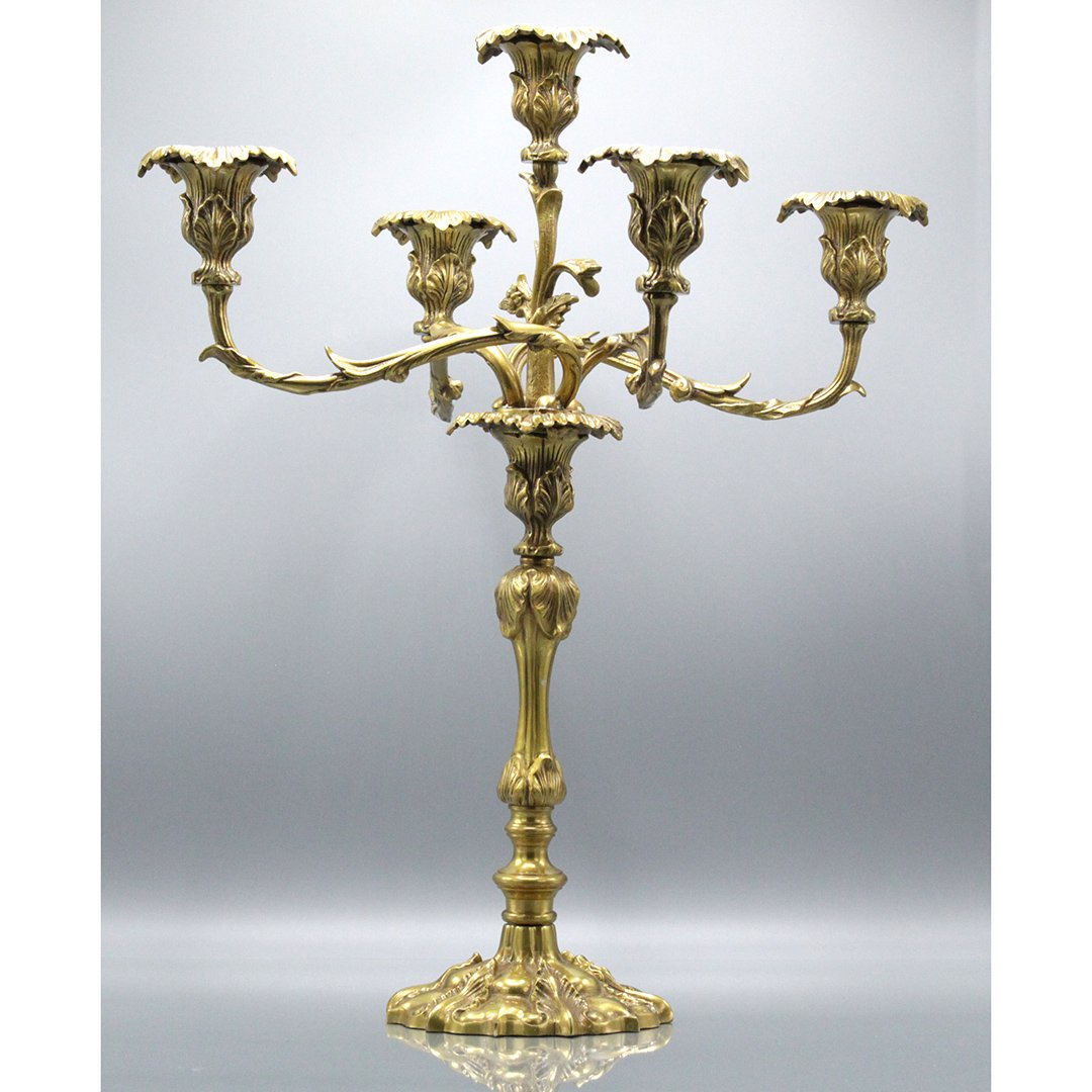 Polished & Lacquered Brass French Victorian Candelabra (1 of 7)
