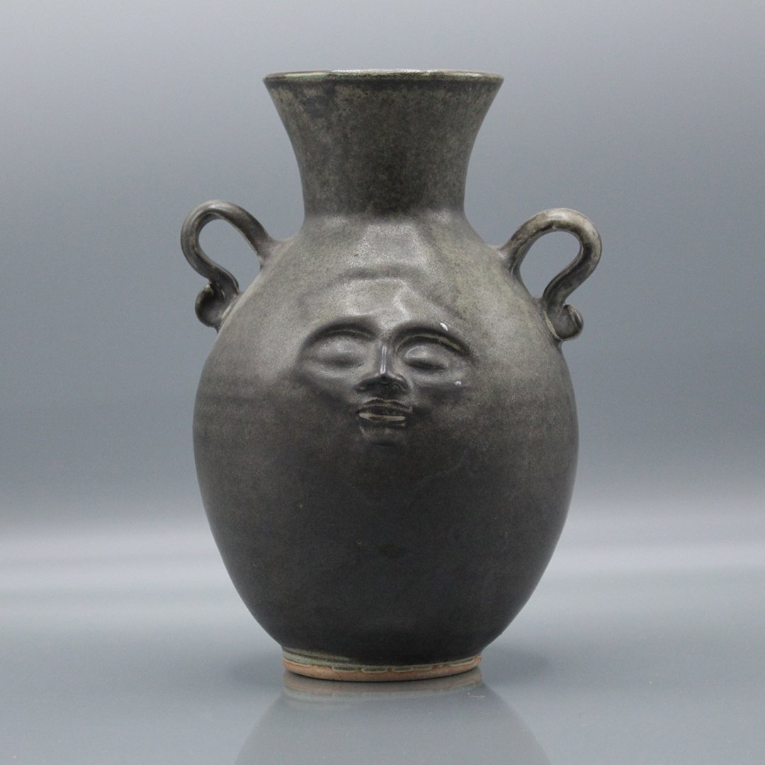 Paul Morris Rock Hard Stoneware Ceramic Vase w/ Face (1 of 5)