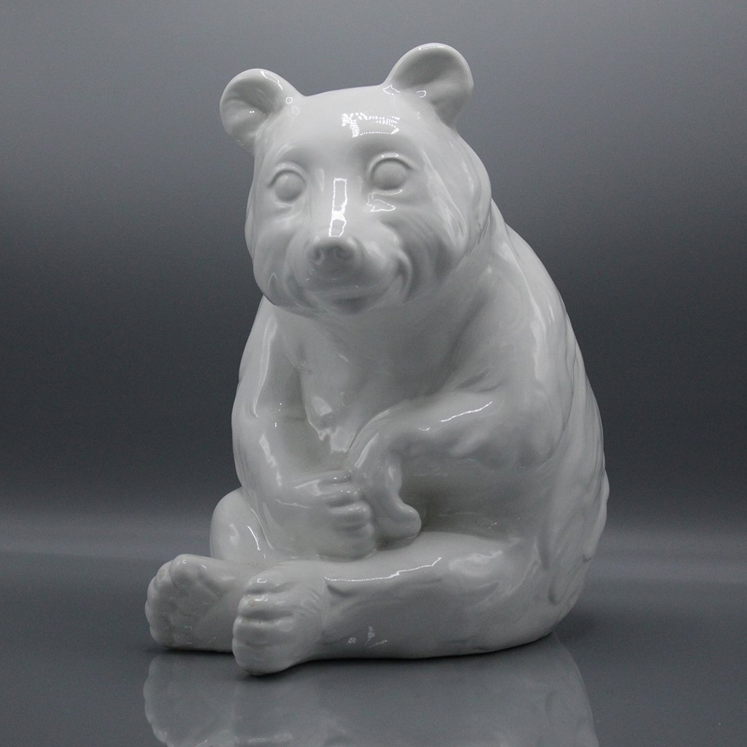 Vintage Italian Large Porcelain White Glaze Bear (1 of 5)